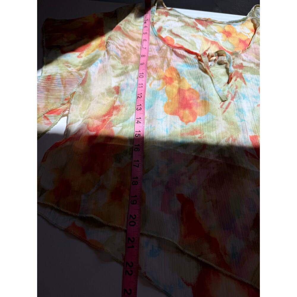 Womens Boho Sheer Floral 2pc Set Palazzo Pants Overlay Shorts Resort Y2K Size L - Picture 15 of 16